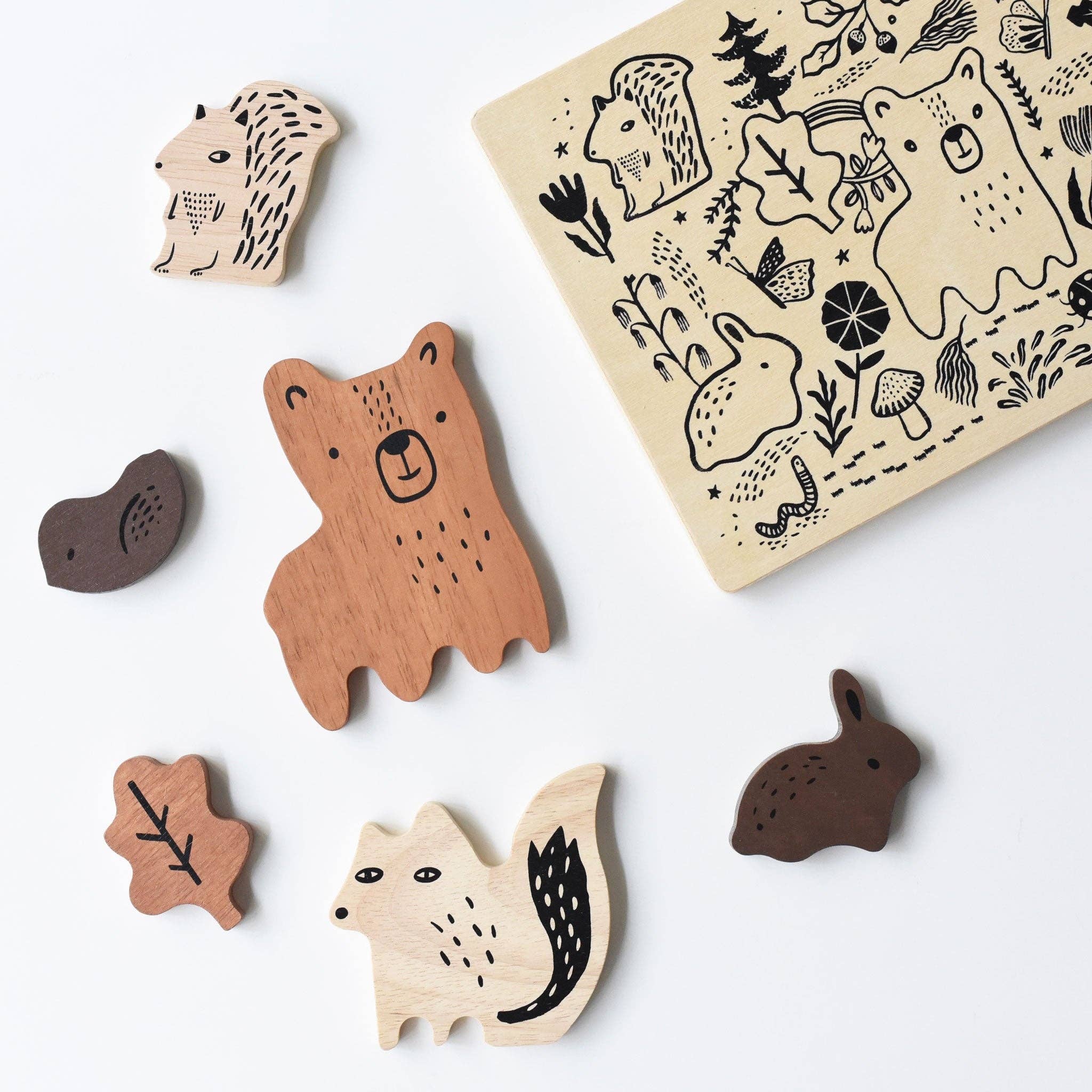Houten dienbladpuzzel - Woodland Animals