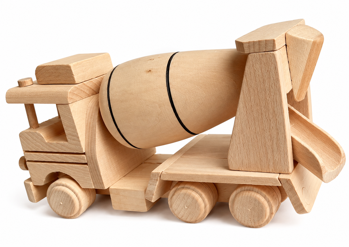 HOUTEN blanke speelgoed auto cementmolen-duurzaam kado
