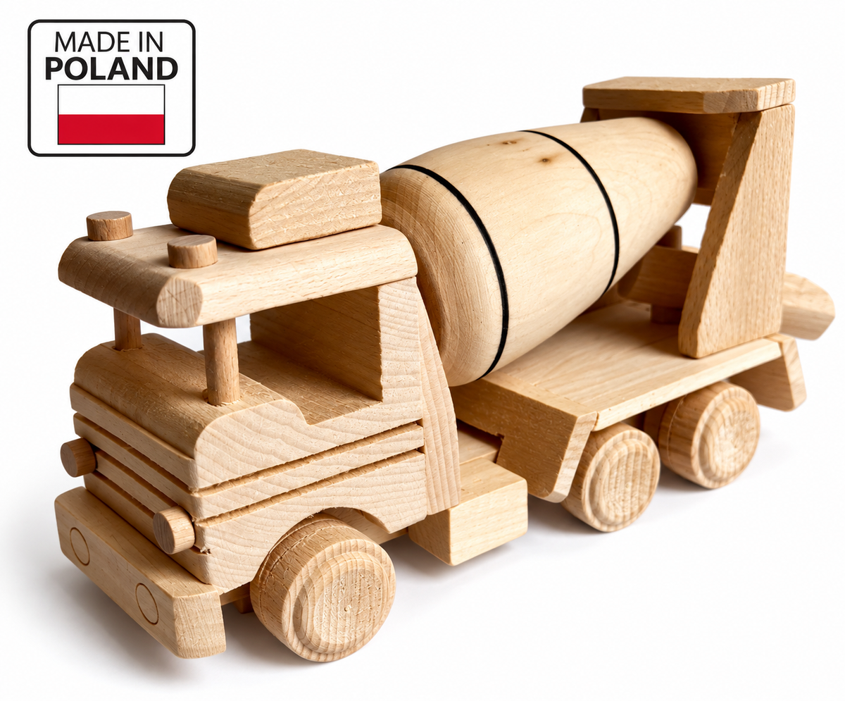 HOUTEN blanke speelgoed auto cementmolen-duurzaam kado