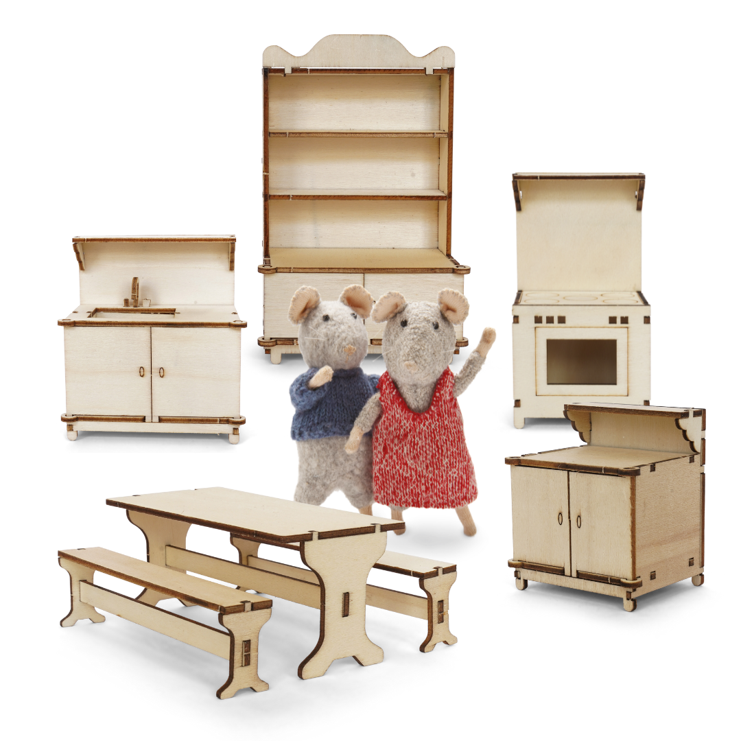 DIY-poppenhuismeubelset voor kinderen - keuken (schaal 1:12)