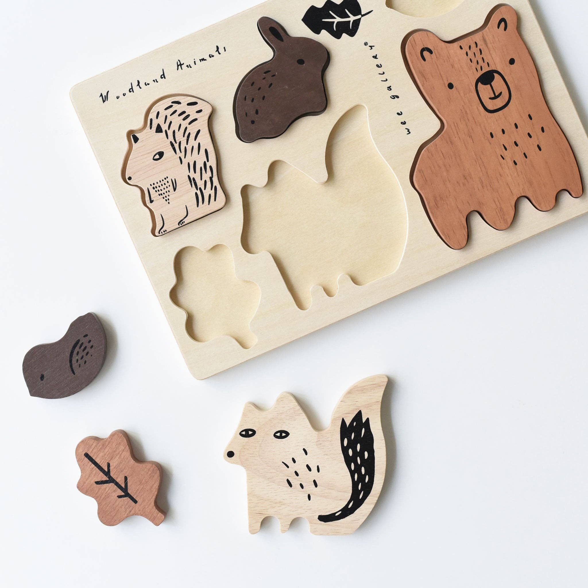 Houten dienbladpuzzel - Woodland Animals