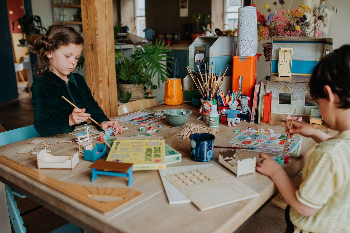 DIY poppenhuismeubelset voor kinderen - Kinderslaapkamer (schaal 1:12)