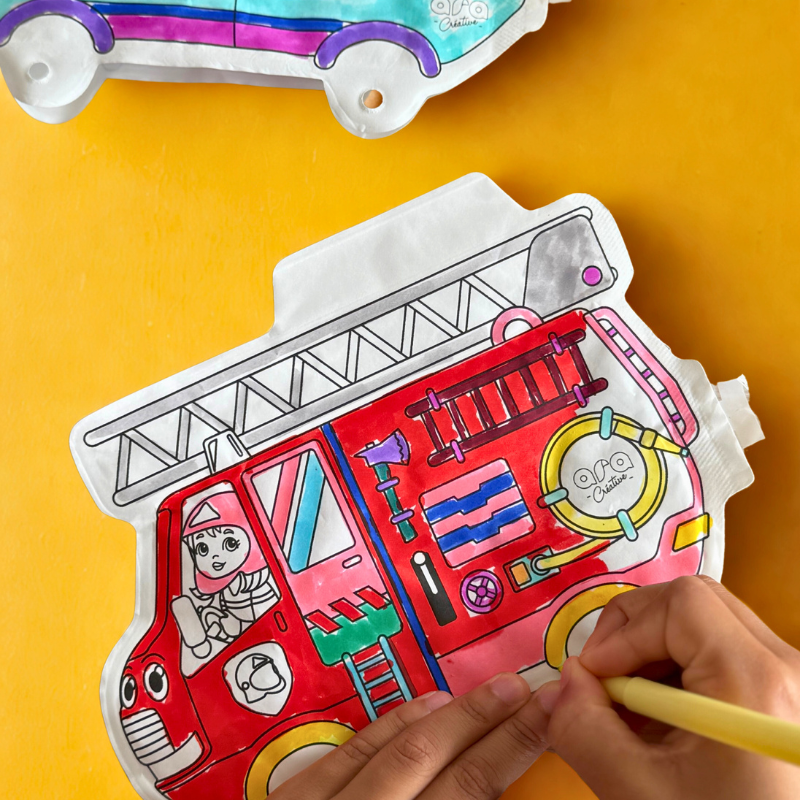 2 opblaasbare lichtgevende kleurplaten – Brandweer & Politie