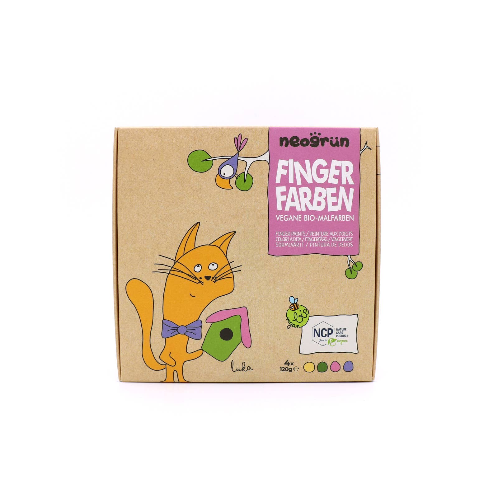 Biologische veganistische vingerverf set van 4 stuks „Luka”