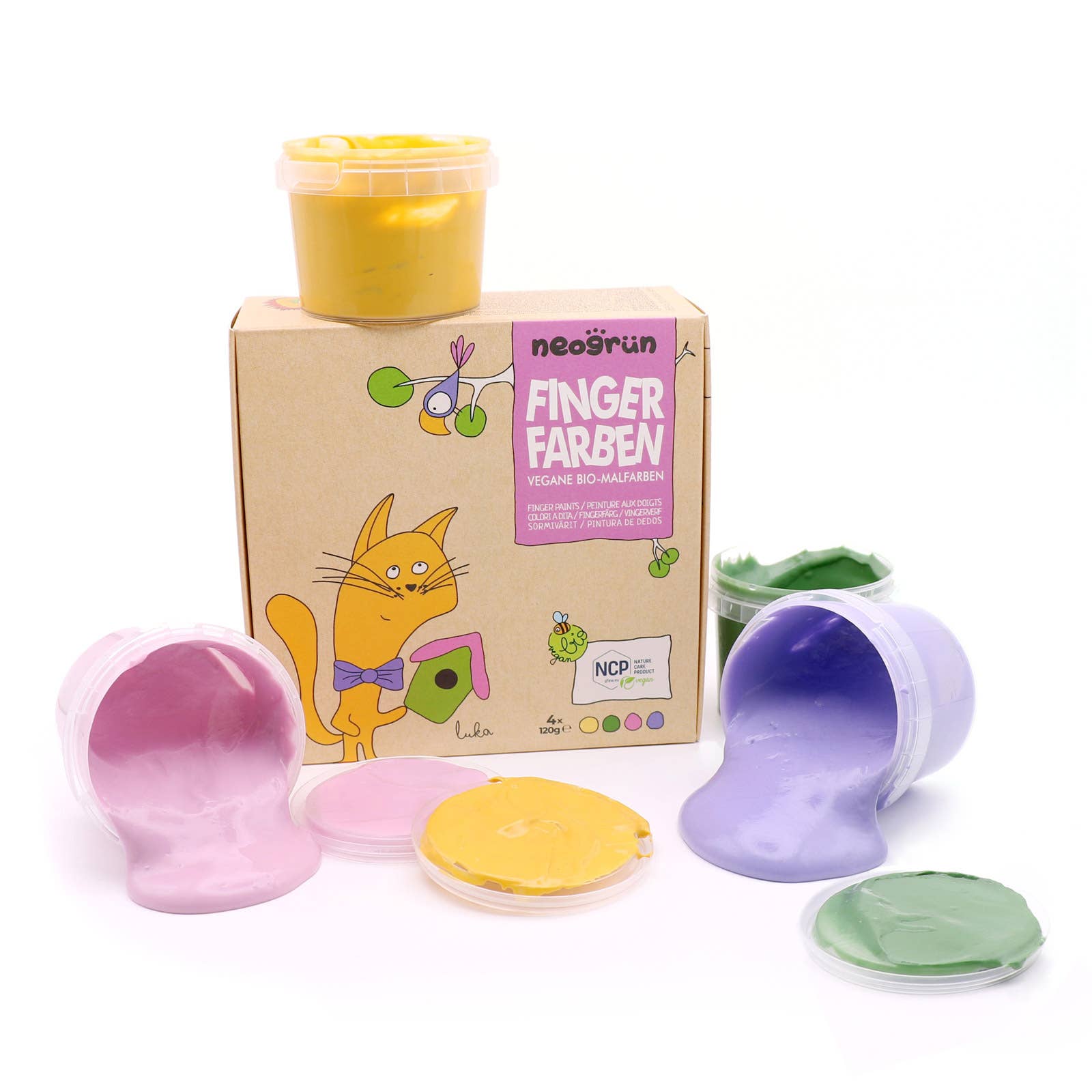 Biologische veganistische vingerverf set van 4 stuks „Luka”