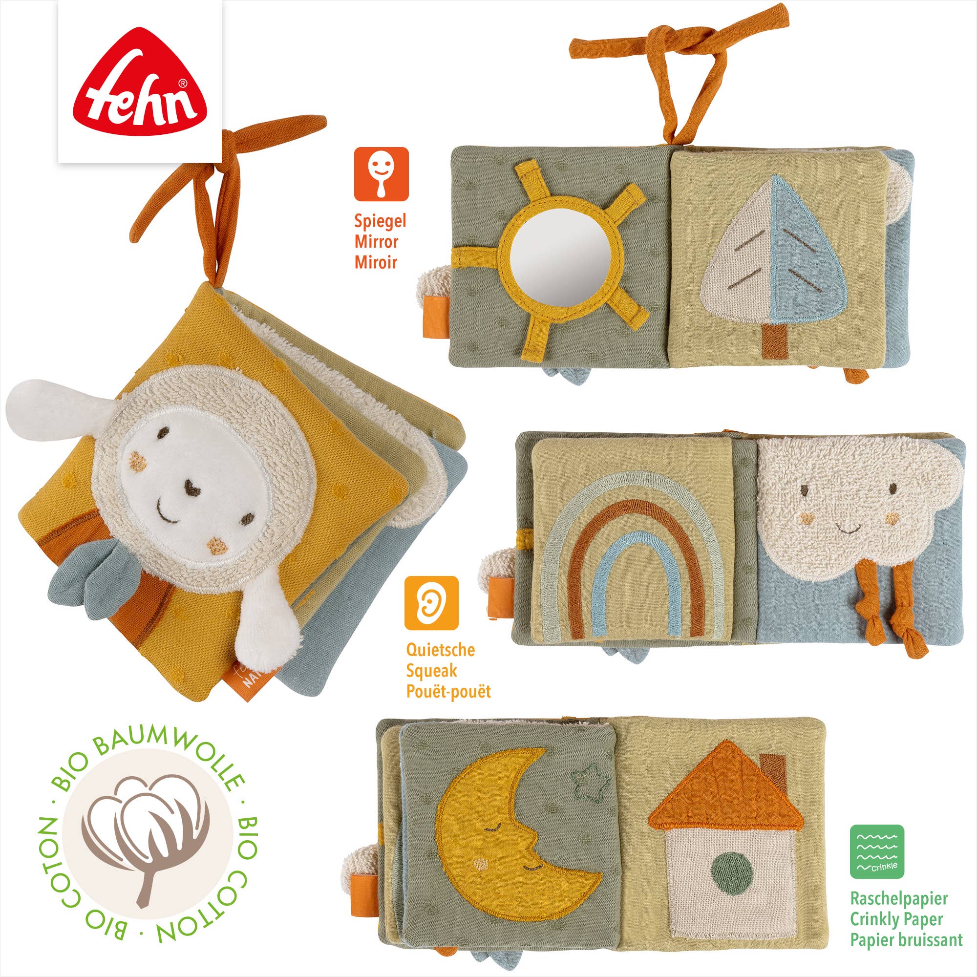 Schapen Fehnnatur stoffenboek - aanraakboek met dierenmotieven