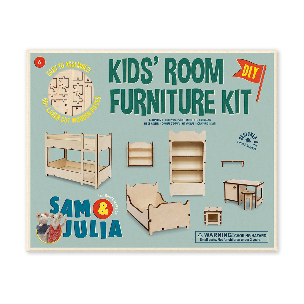 DIY poppenhuismeubelset voor kinderen - Kinderslaapkamer (schaal 1:12)