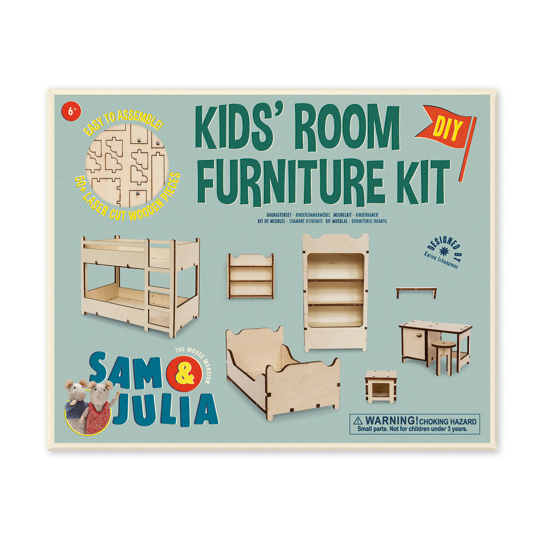 DIY poppenhuismeubelset voor kinderen - Kinderslaapkamer (schaal 1:12)