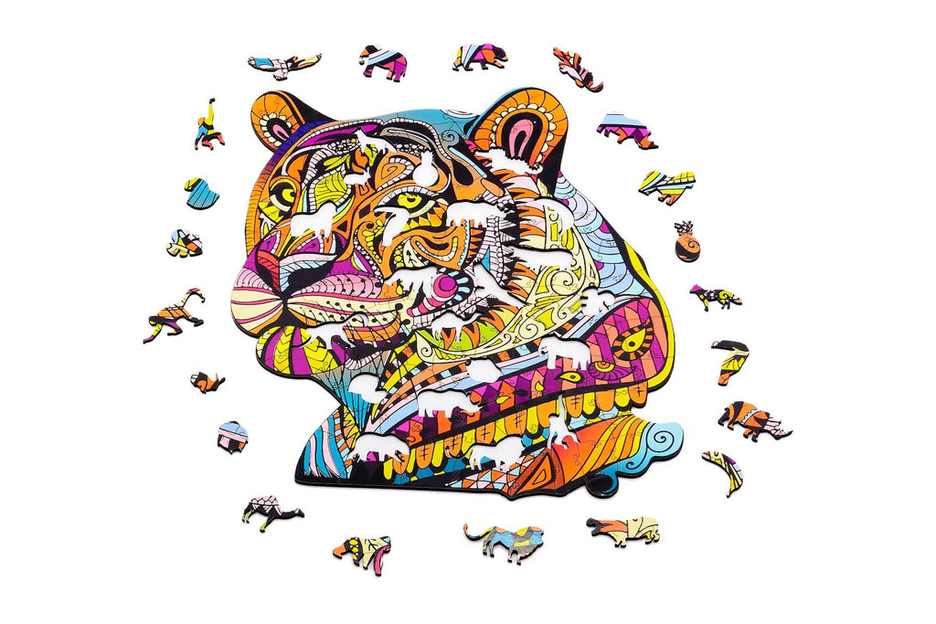 Mysterious Tiger Wooden Jigsaw Puzzle with Wooden Gift Box