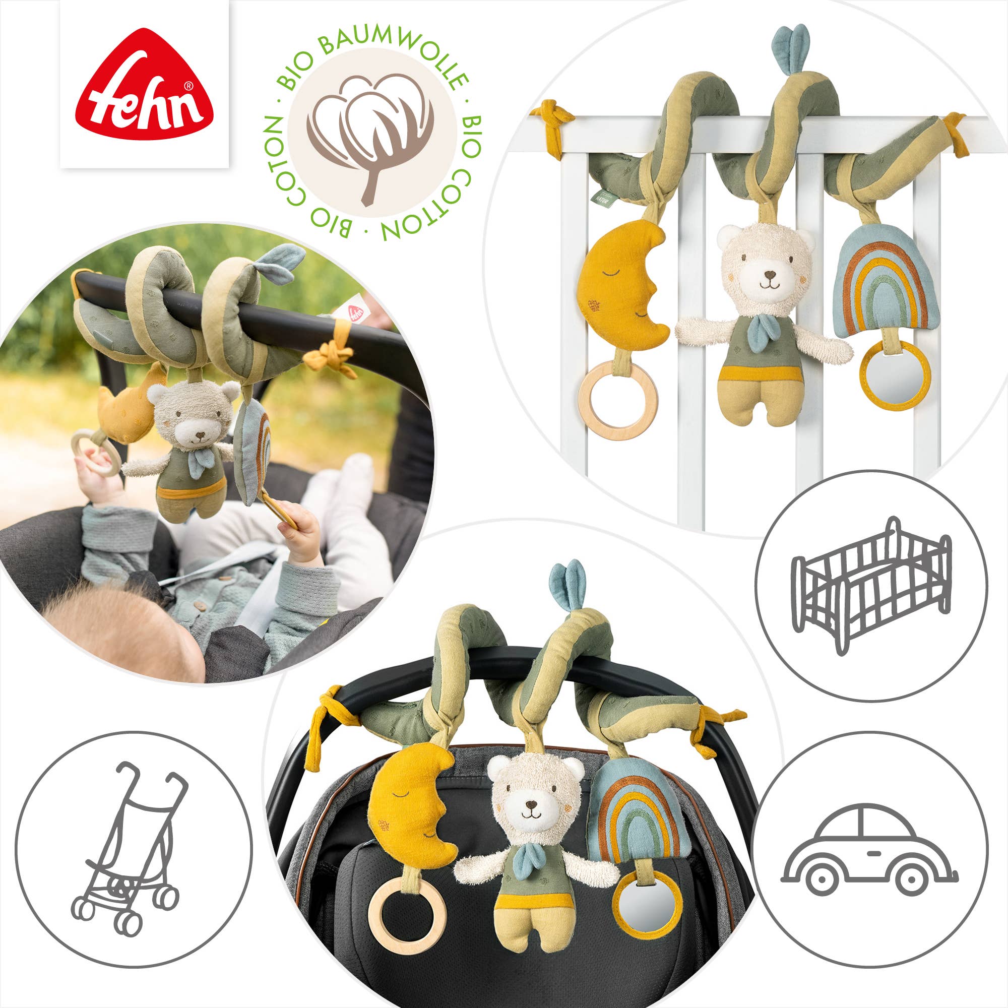 Activiteitenspiraal Bär Fehnnatur - stoffen spiraal met hangers
