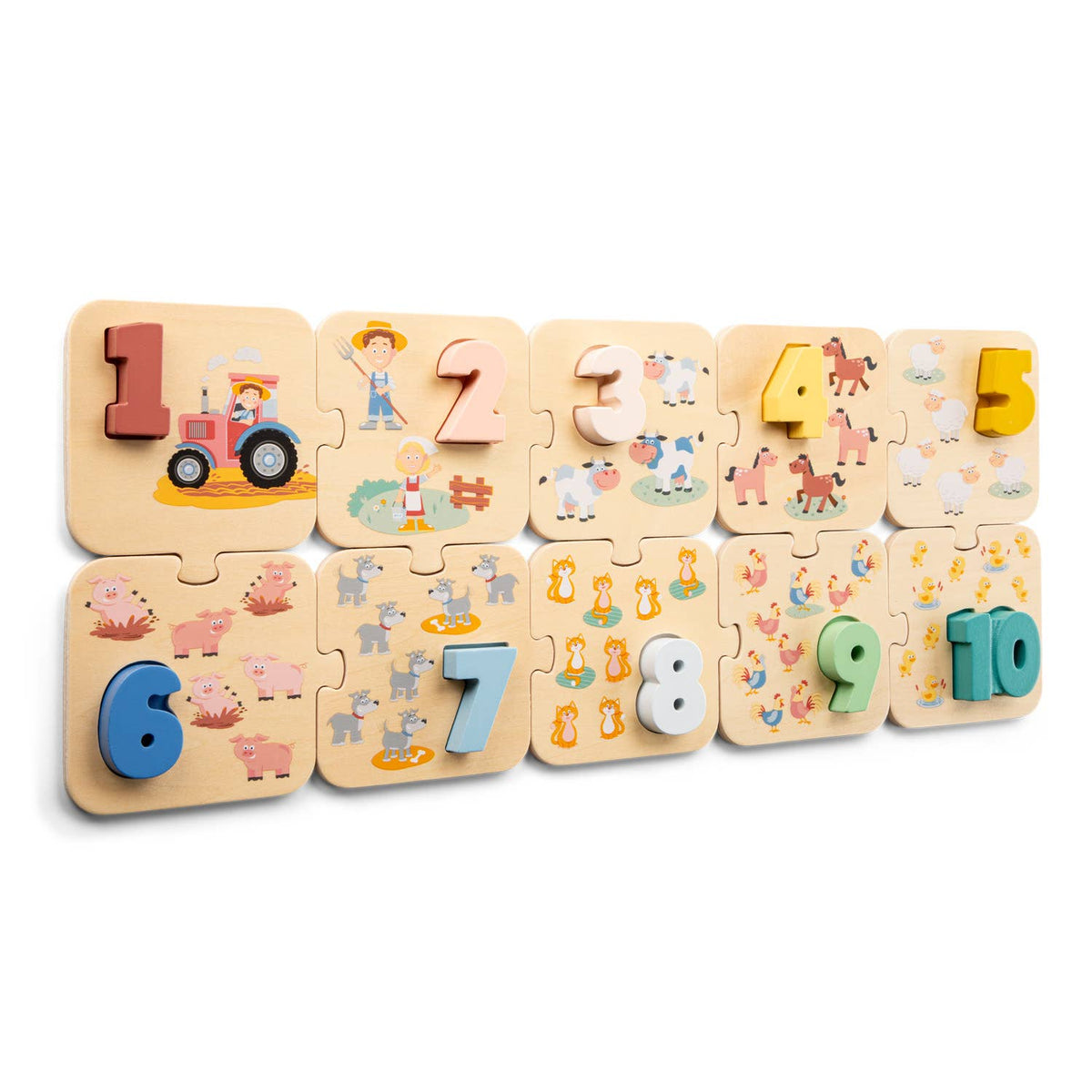 Houten cijferpuzzel boerderij