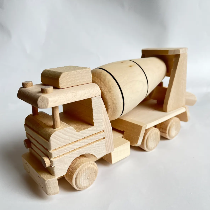 HOUTEN blanke speelgoed auto cementmolen-duurzaam kado