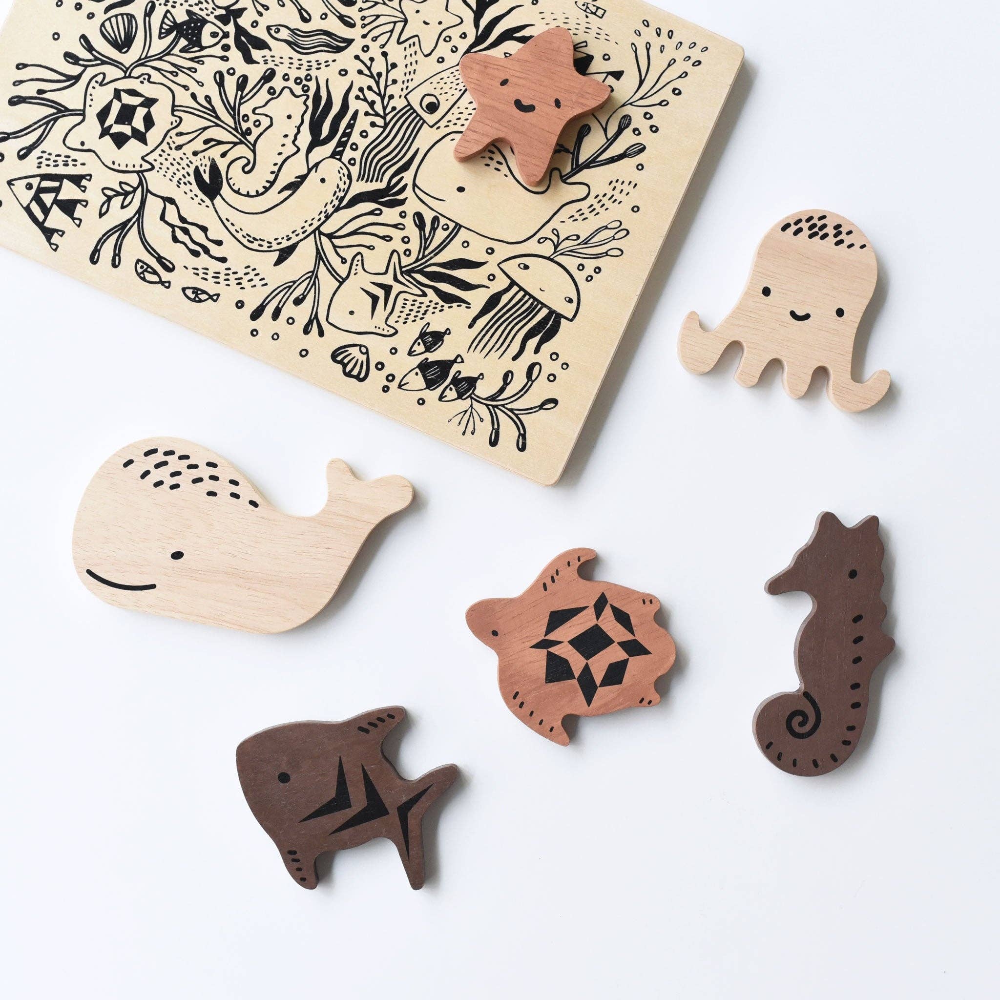 Houten dienblad puzzel - Ocean Animals