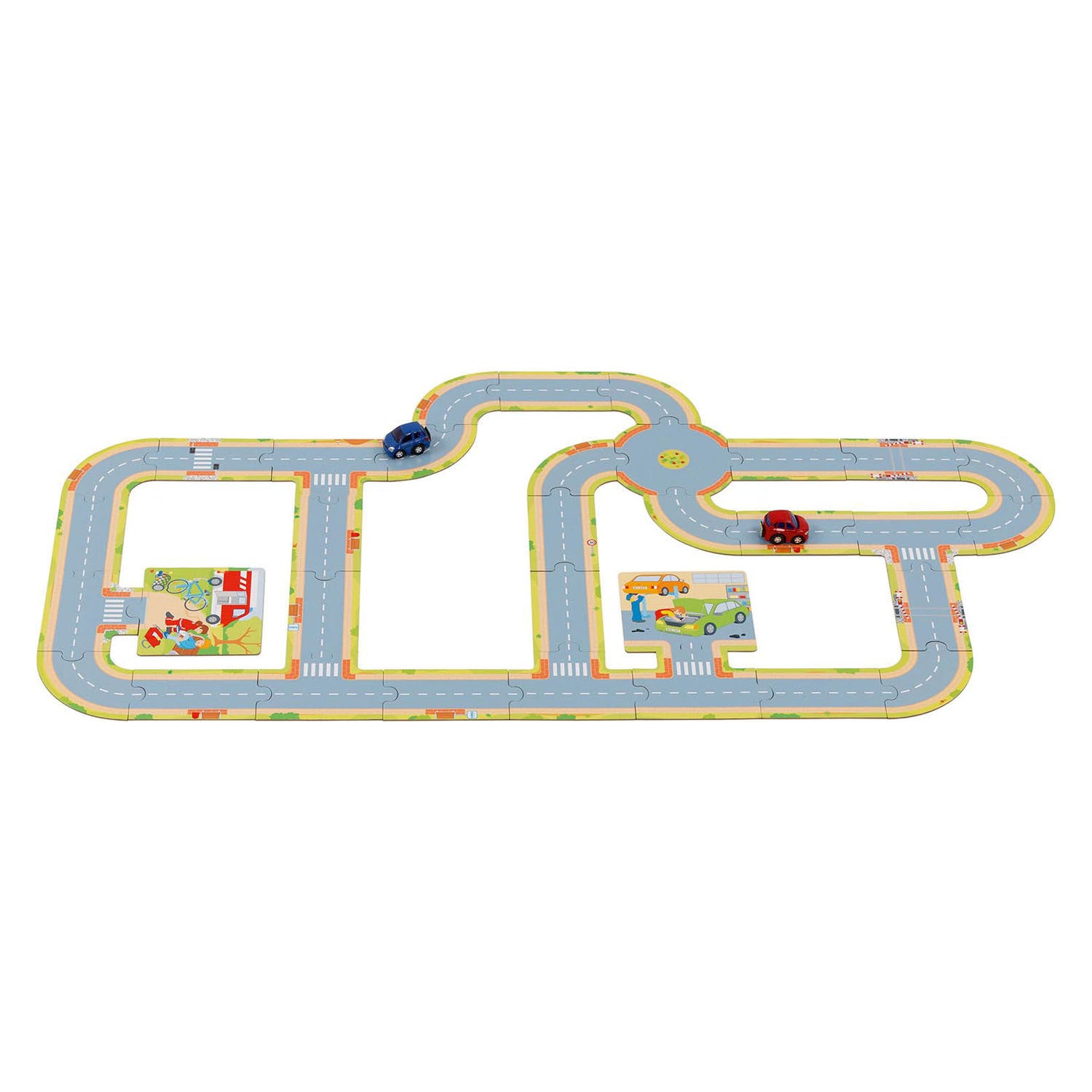 Vloerpuzzel Wegen met 2 Voertuigen, 47st.
