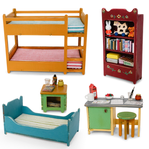 DIY poppenhuismeubelset voor kinderen - Kinderslaapkamer (schaal 1:12)