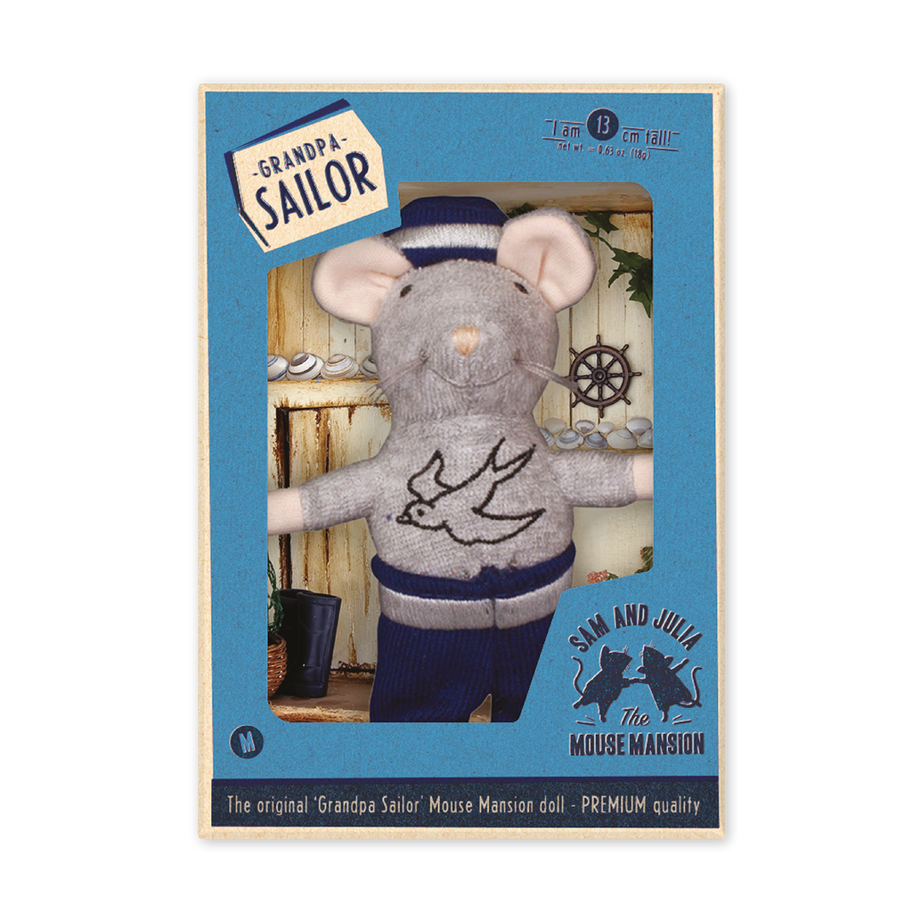 Knuffel muis - Opa Zeeman (12 cm) het muizenhuis