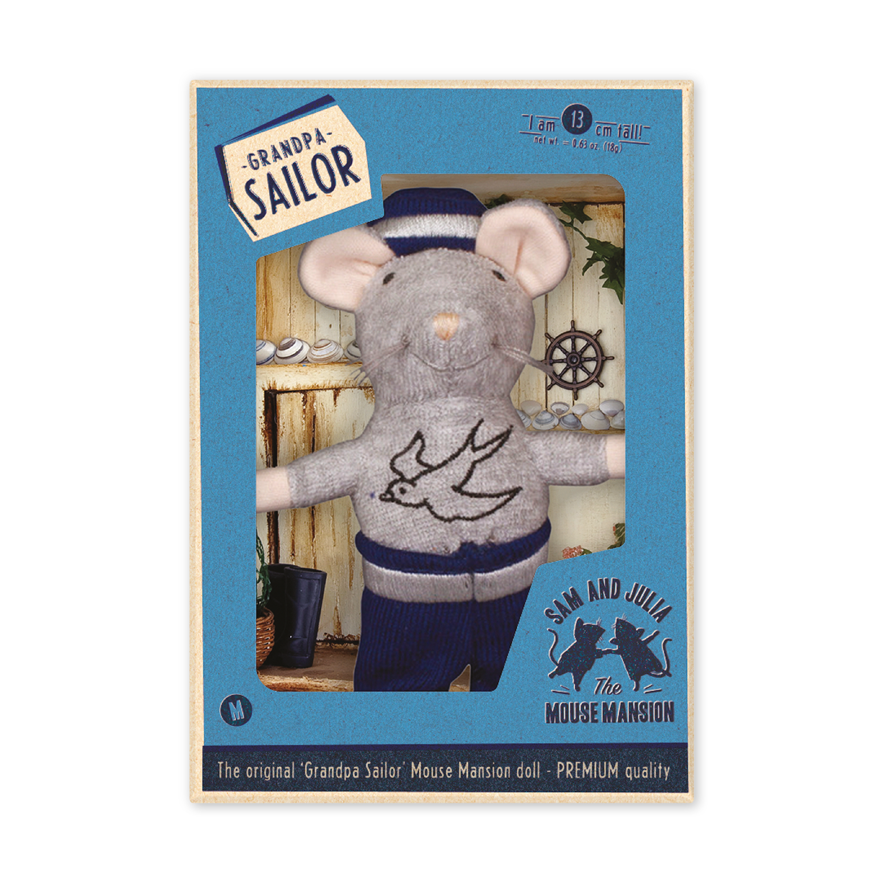 Knuffel muis voor kinderen - Opa Zeeman (12 cm) het muizenhuis