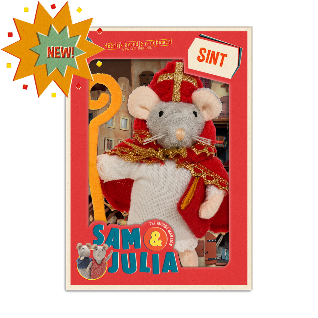Knuffel voor kinderen - Muis Sinterklaas (12cm)