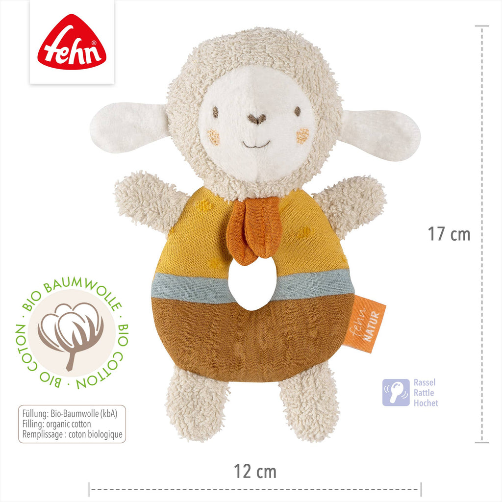 Ring-Greifling Sheep Fehnnatur - speelgoed voor motoriek met rammelaar