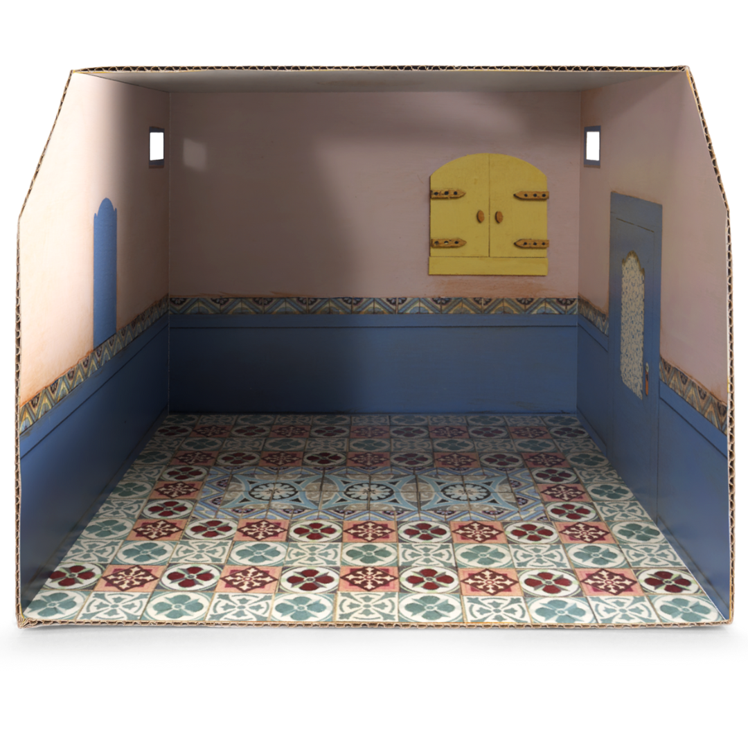 Doe-het-zelf poppenhuis - kartonnen kamer - badkamer