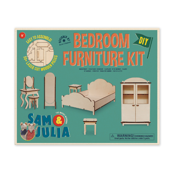 DIY-poppenhuismeubelset voor kinderen - slaapkamer (schaal 1:12)