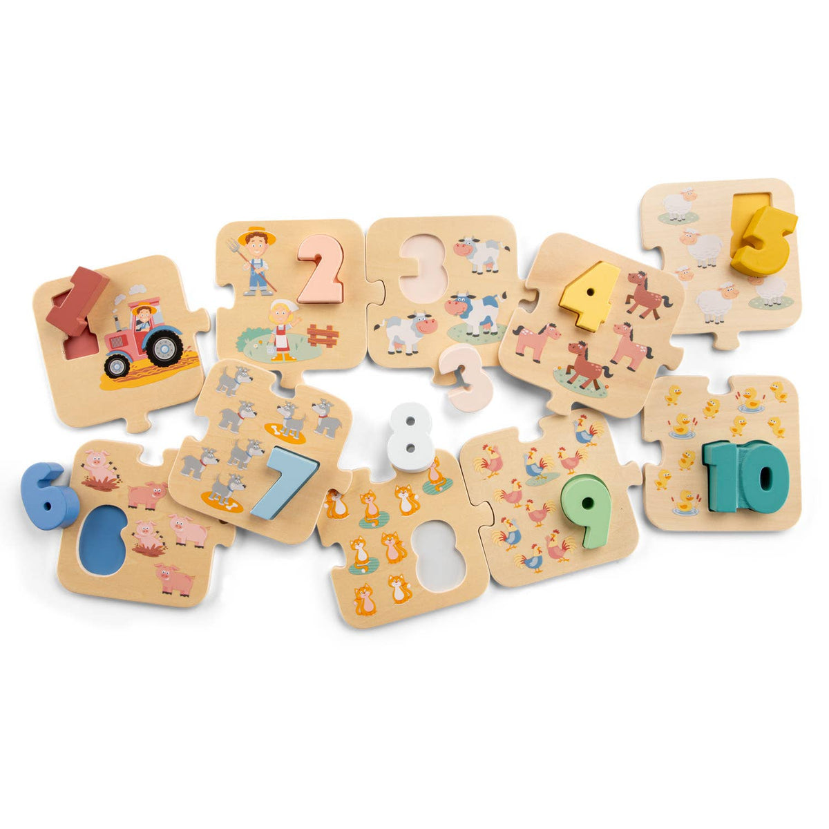 Houten cijferpuzzel boerderij