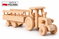 HOUTEN blanke speelgoed tractor met aanhanger XL 41 cm
