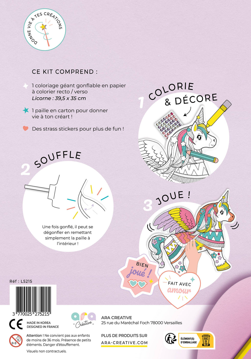 Opblaasbare kleurplaat - Reuzen Eenhoorn