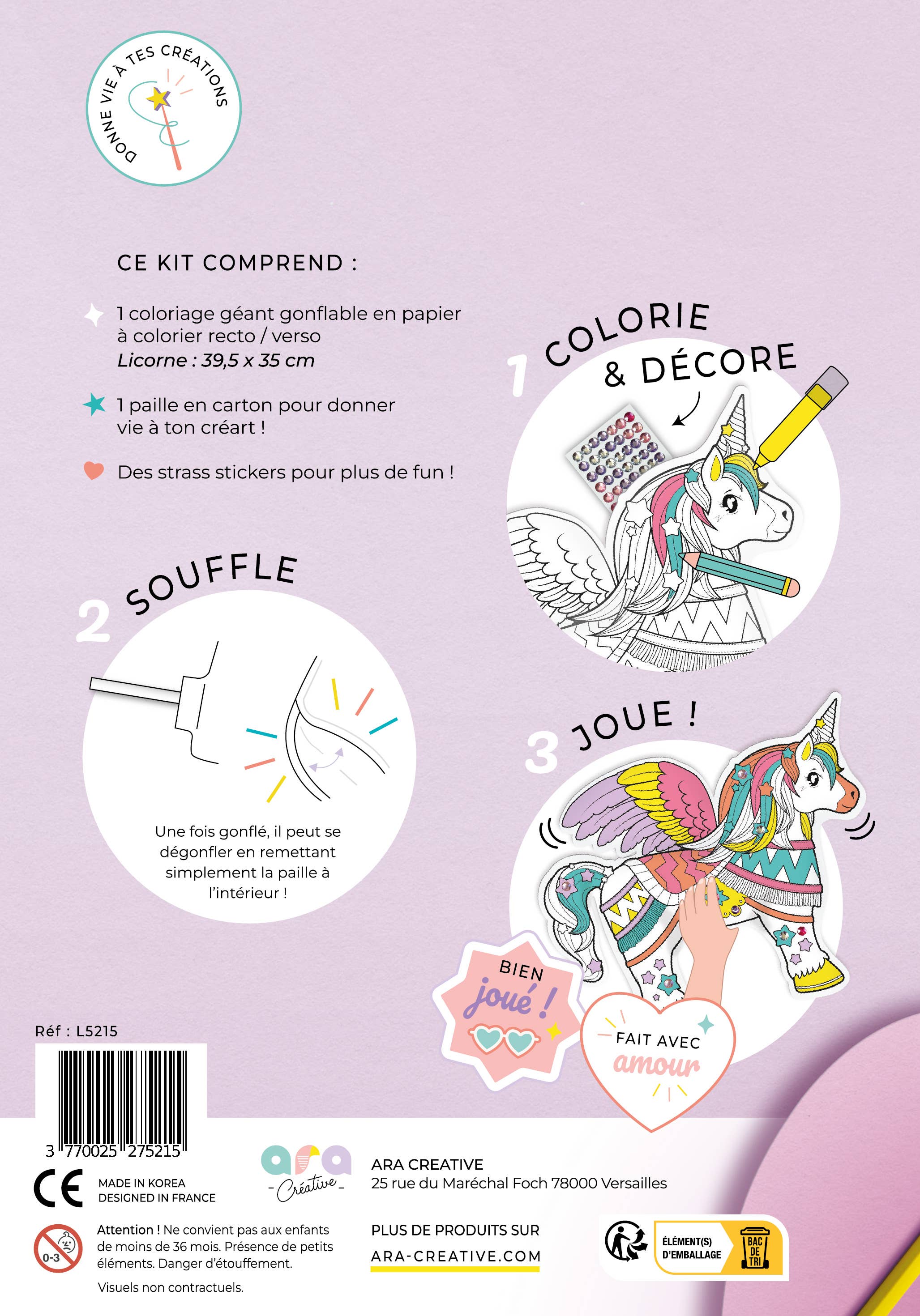 Opblaasbare kleurplaat - Reuzen Eenhoorn