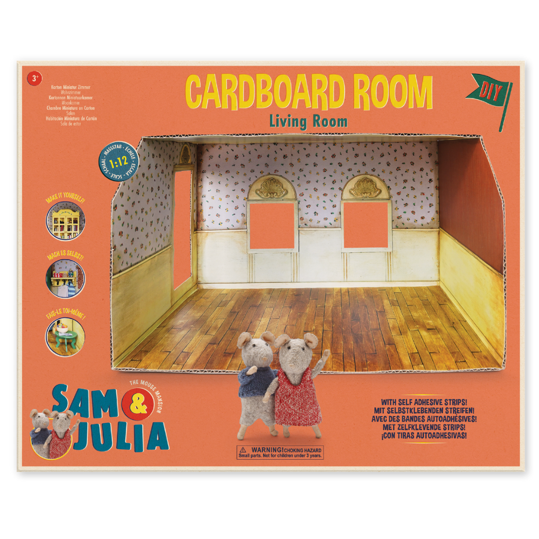 DIY kartonnen poppenhuis - woonkamer