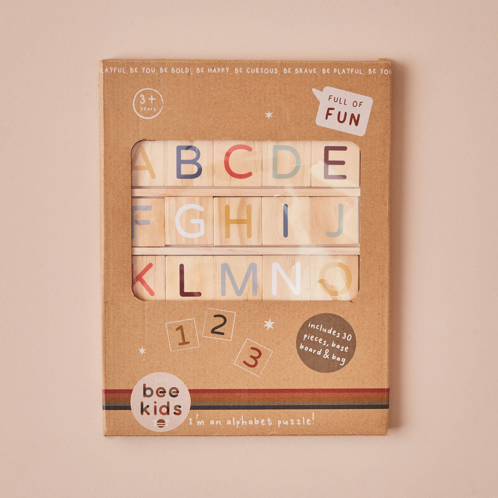 Just Bee Kids houten alfabet - Leer- en speelpuzzel