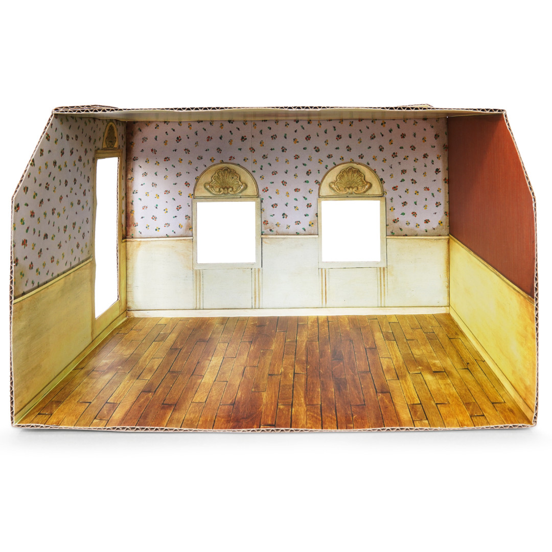 DIY kartonnen poppenhuis - woonkamer