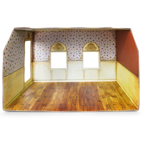 DIY kartonnen poppenhuis - woonkamer