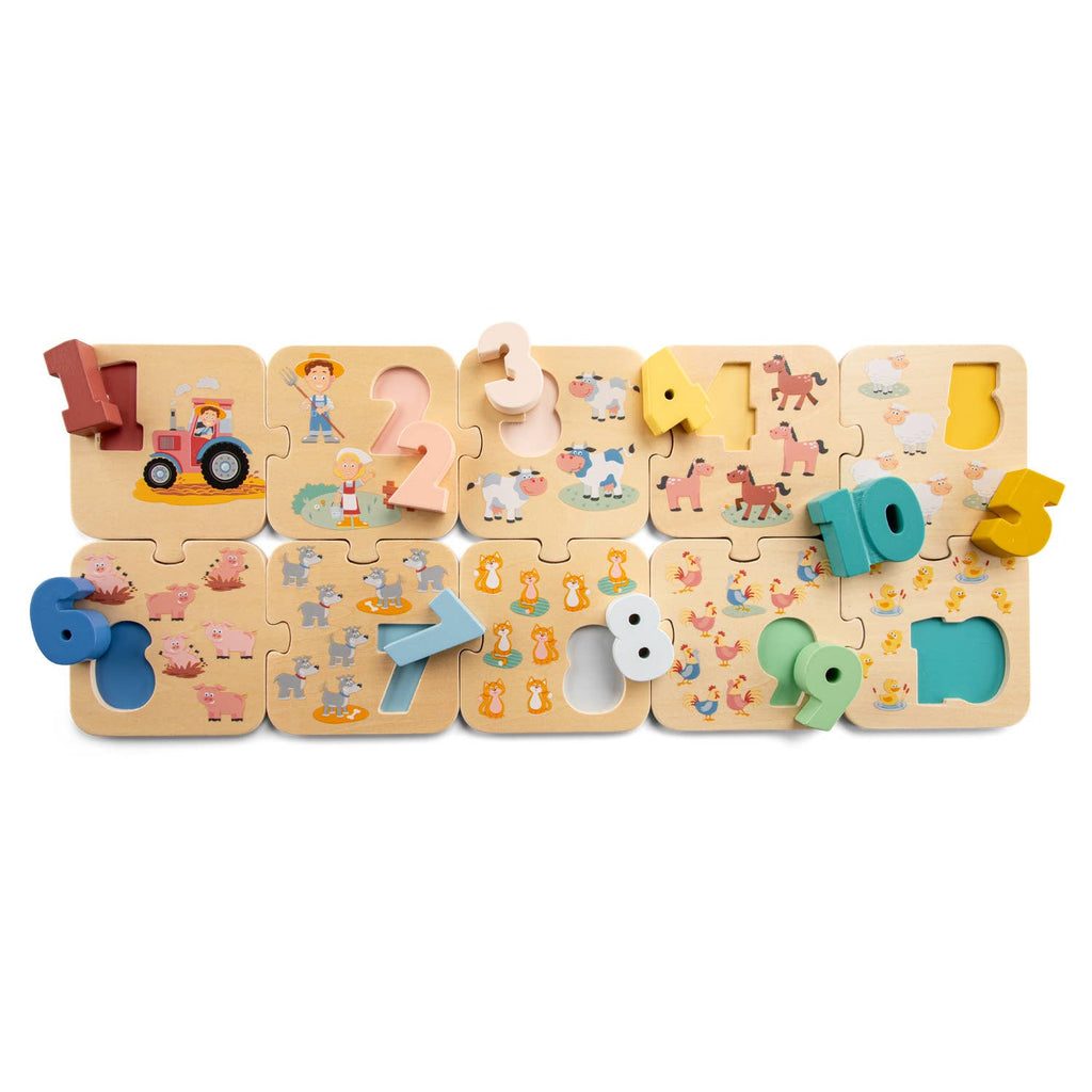 Houten cijferpuzzel boerderij
