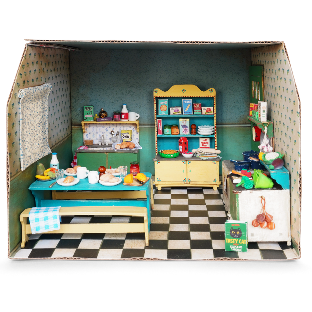 Kids DIY poppenhuis - Kartonnen kamer - Keuken