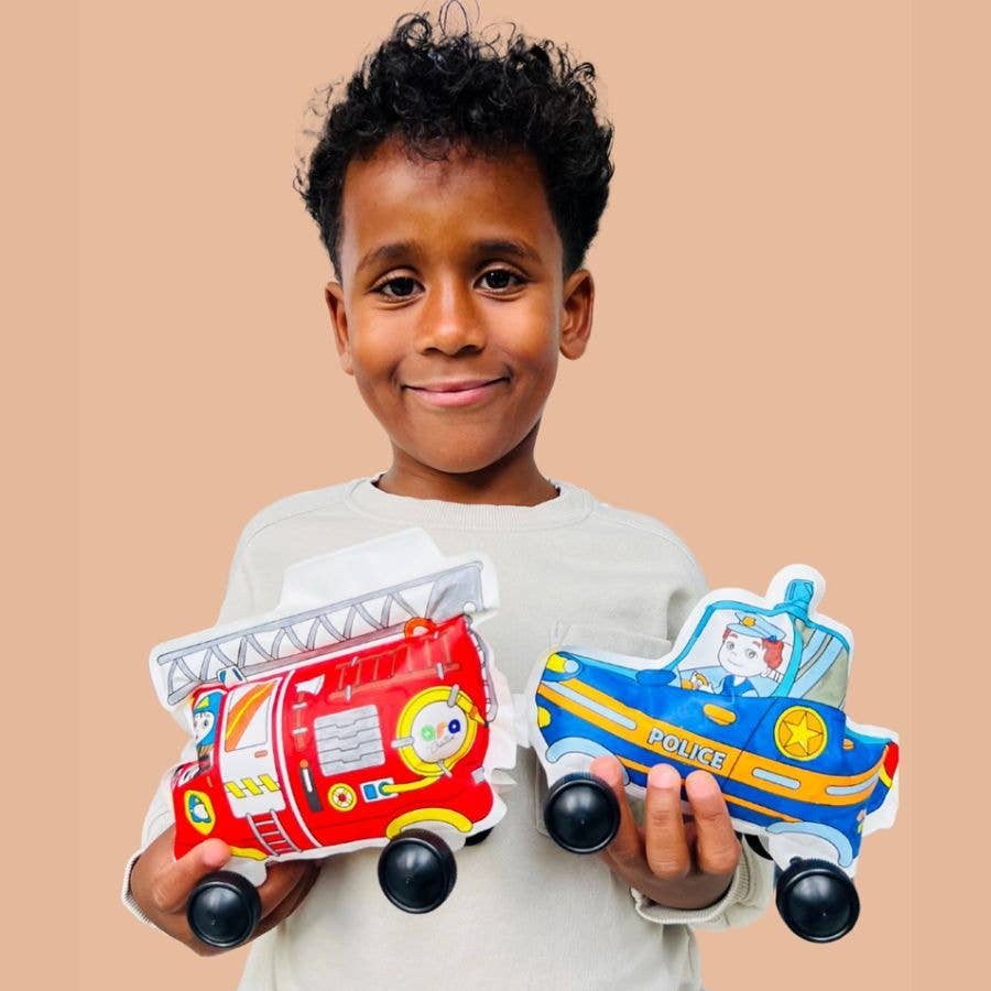 2 opblaasbare lichtgevende kleurplaten – Brandweer & Politie