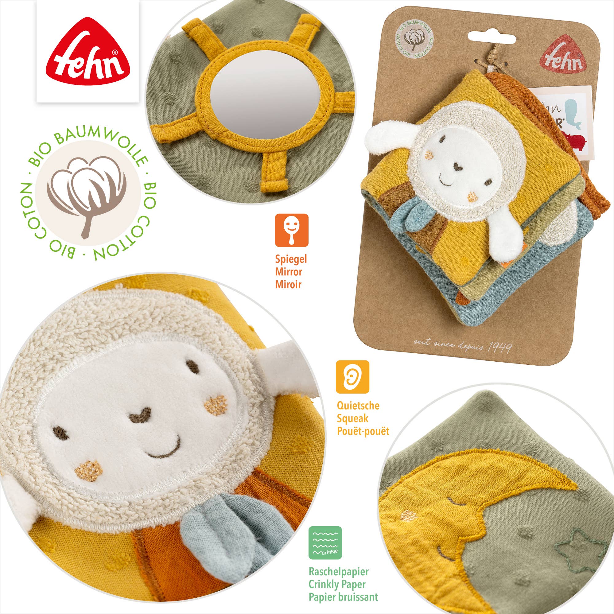 Schapen Fehnnatur stoffenboek - aanraakboek met dierenmotieven