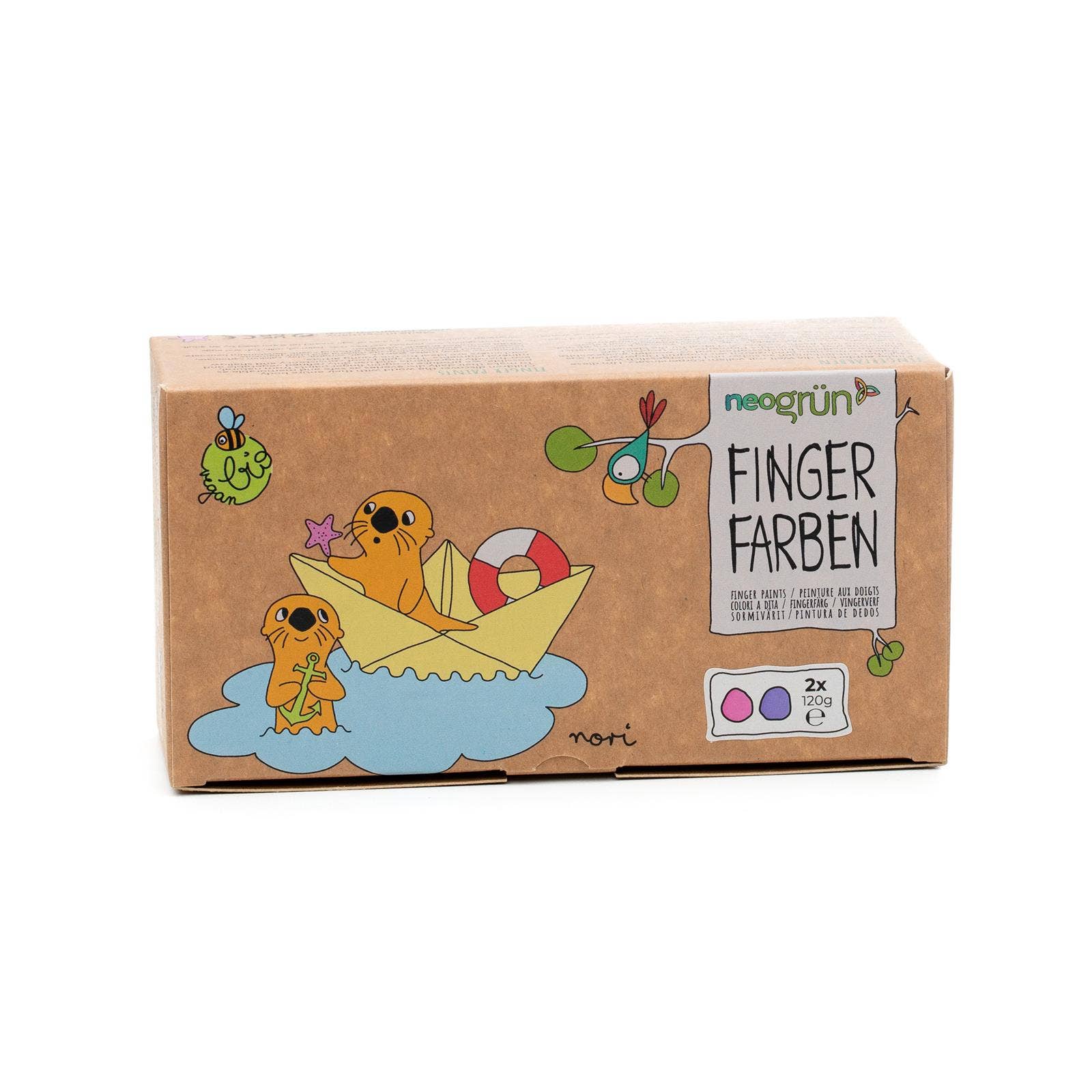 Biologische veganistische vingerverf set van 2 stuks „Nori” roze/paars