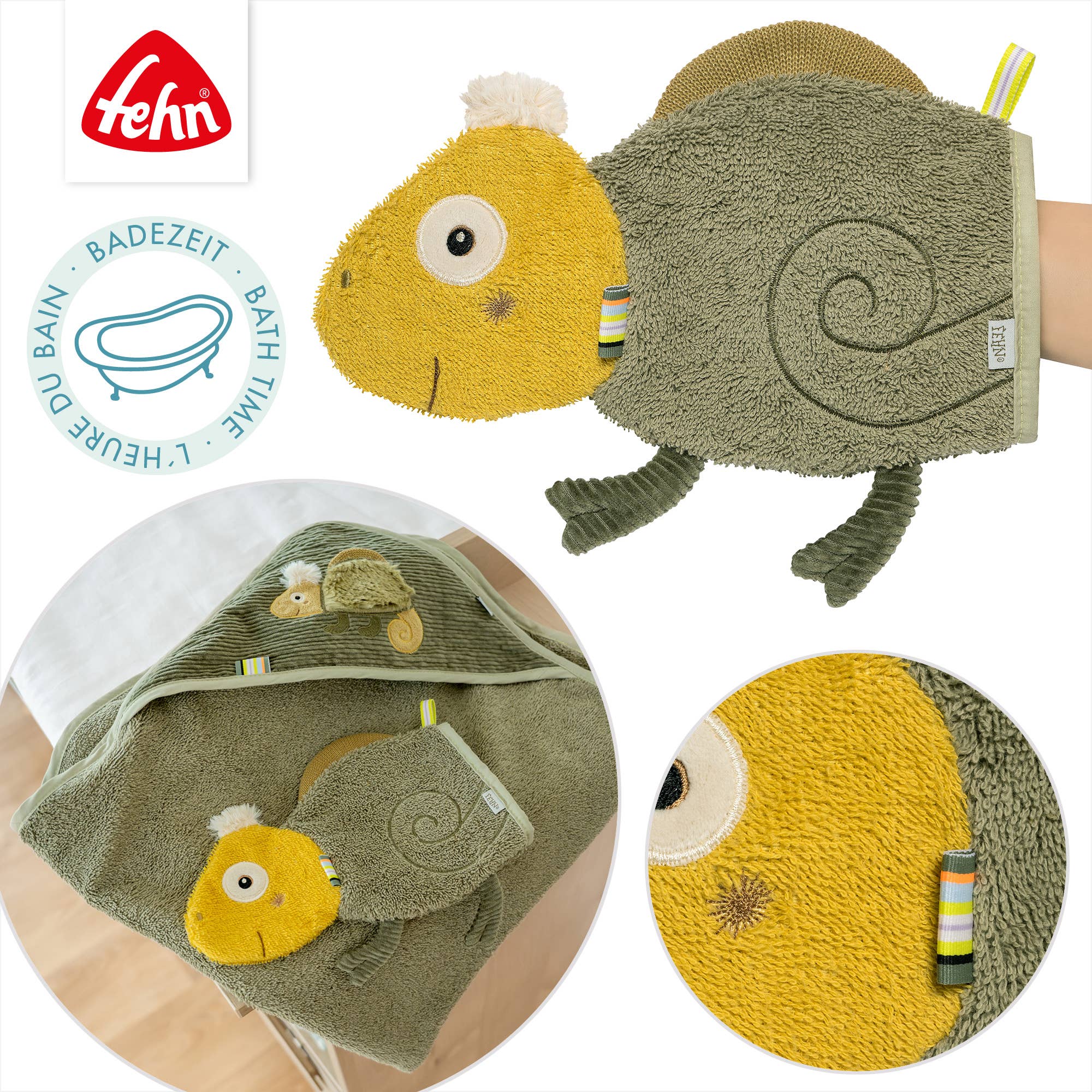 Waschandje Kameleon - Waslap met dierenmotief