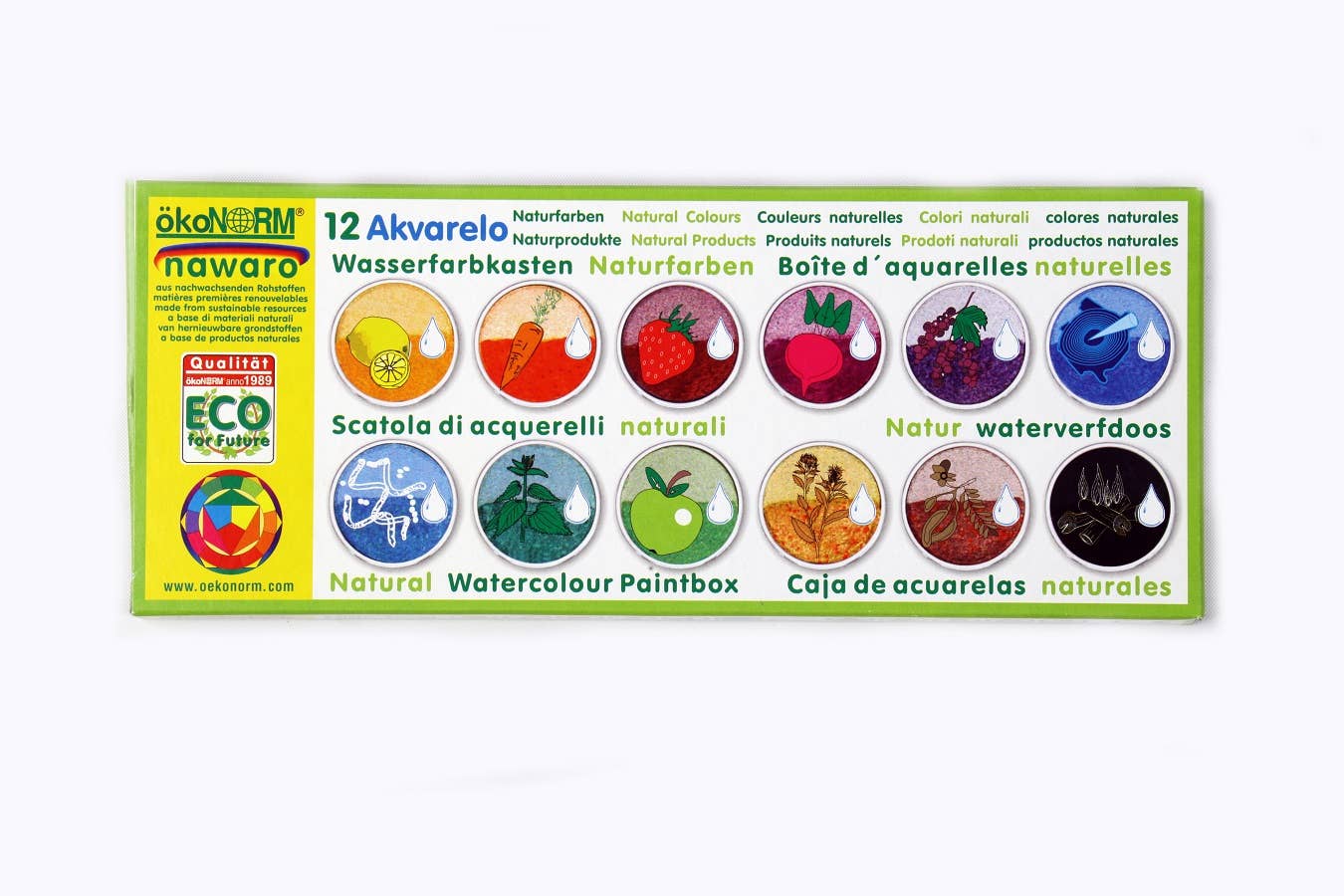 Nawaro verfdoos, tinnen doosje met kleurtabletten Ø30 mm