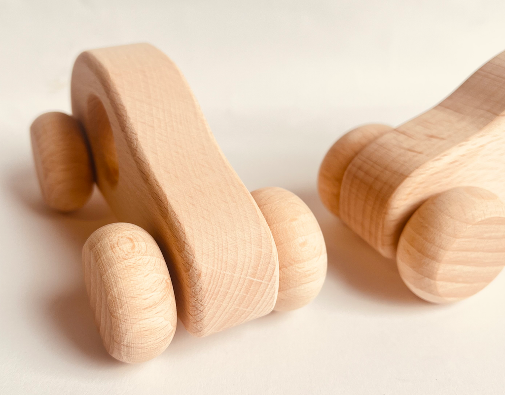 HOUTEN blanke speelgoed auto Klein 10cm beuken hout