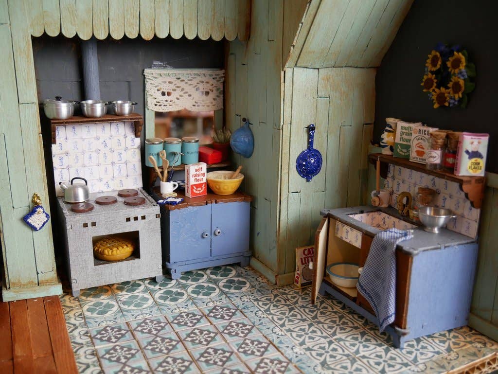 DIY-poppenhuismeubelset voor kinderen - keuken (schaal 1:12)