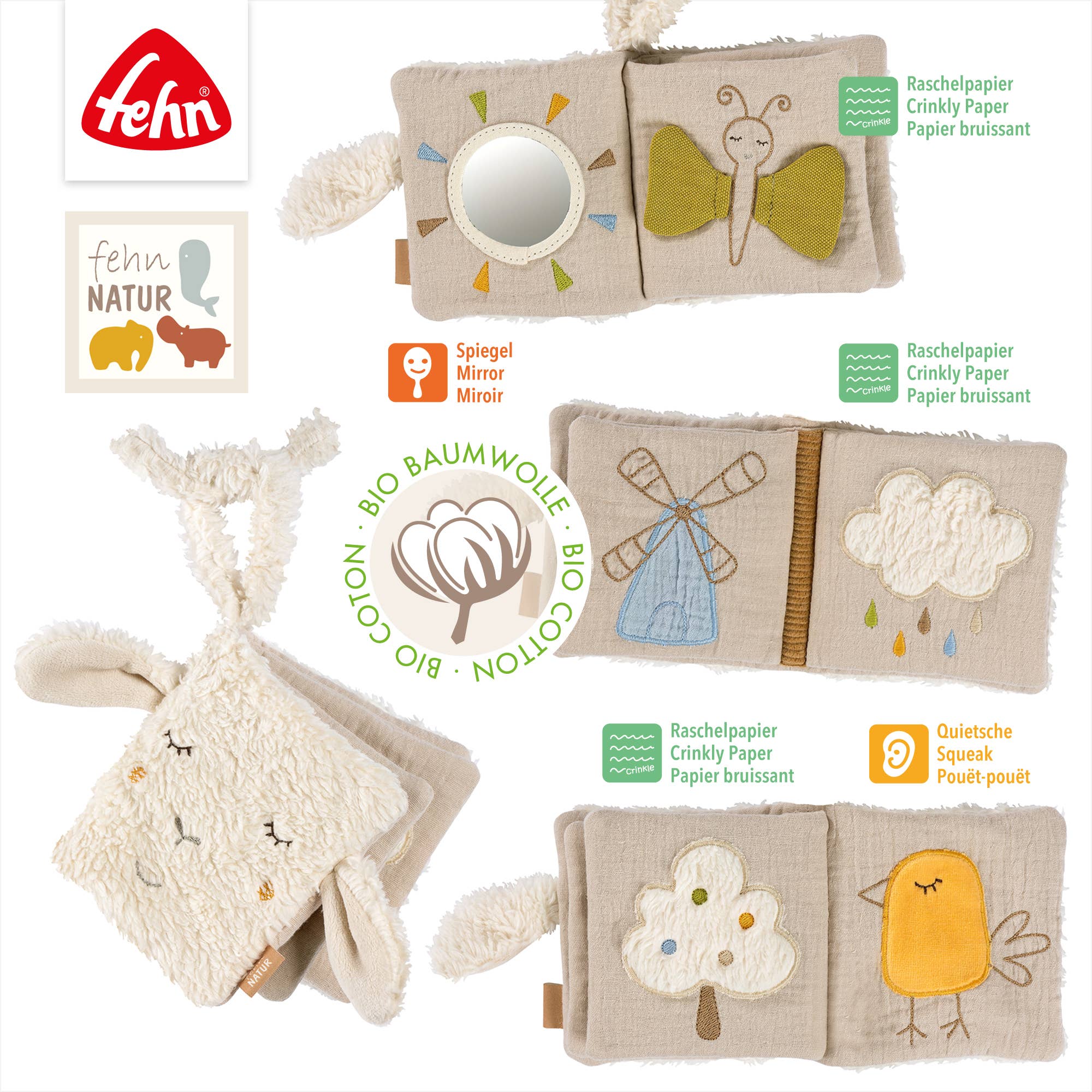 Sheep Nature stoffenboek - Touchbook met dierenmotieven