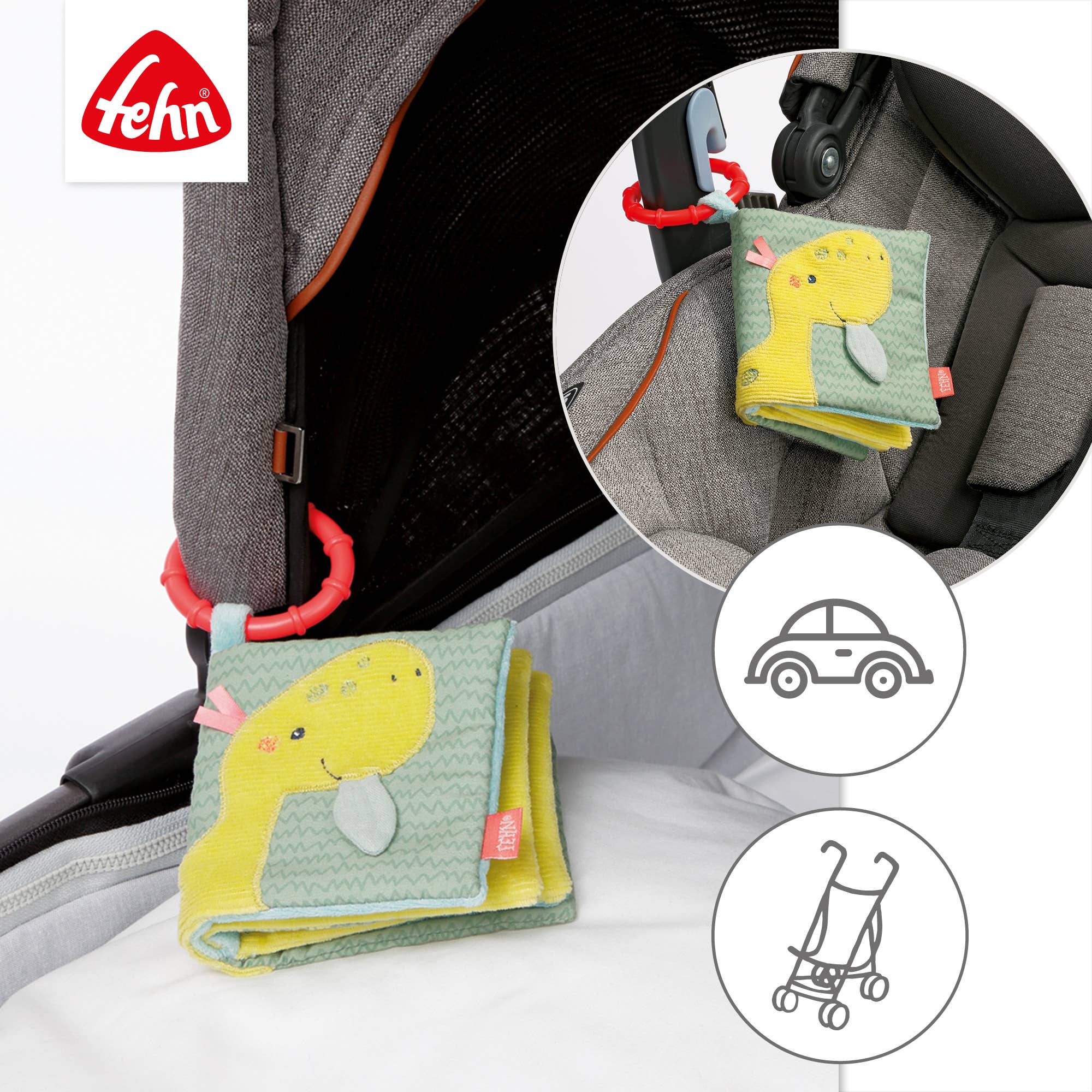 Happy Dino stoffenboek - touchbook met dierenmotieven