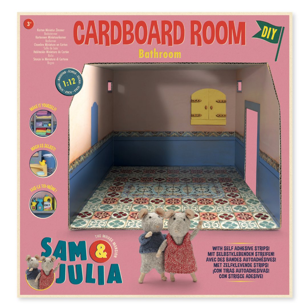 Doe-het-zelf poppenhuis - kartonnen kamer - badkamer