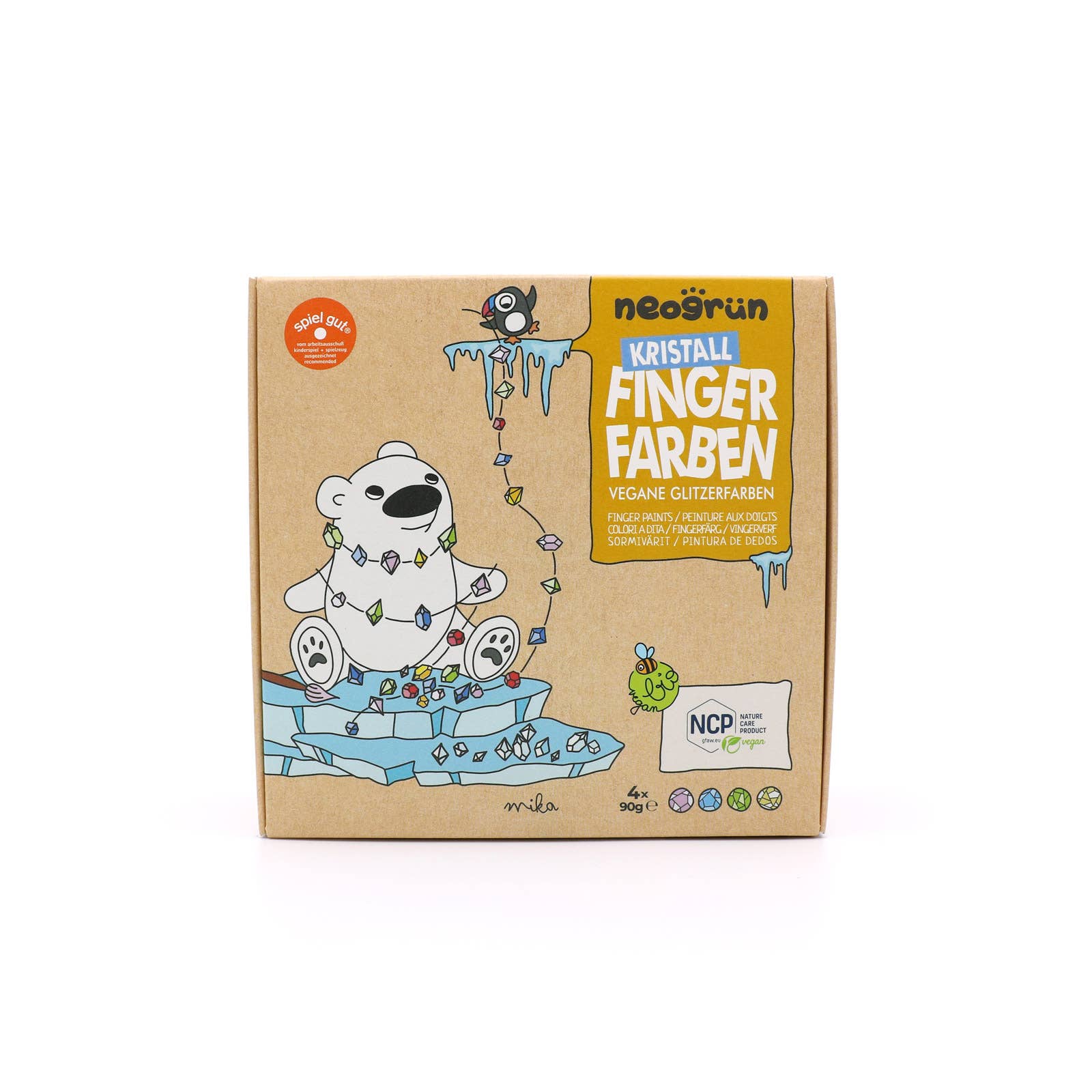 Set van 4 kristallen vingerverven „Mika” - organische sprankelende kleuren