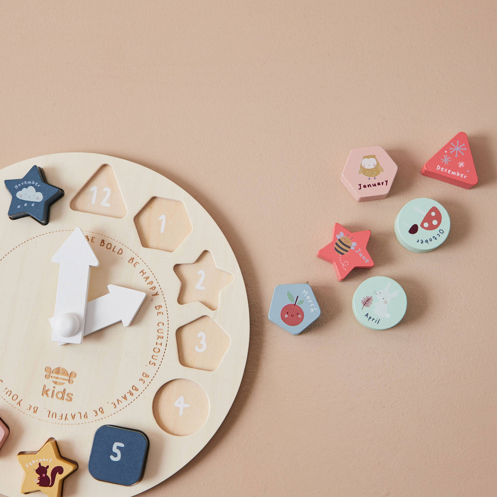 Just Bee Kids houten puzzelklok